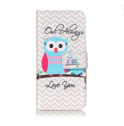 Cartoon print painted protective cover printed owl leather case painted mobile phone protective case
