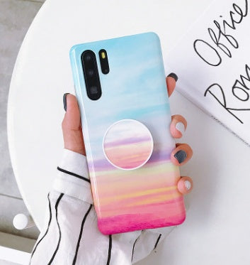 Compatible with Apple, Simple retro flower marble pattern for IPHONE with the same paragraph telescopic bracket silicone soft shell