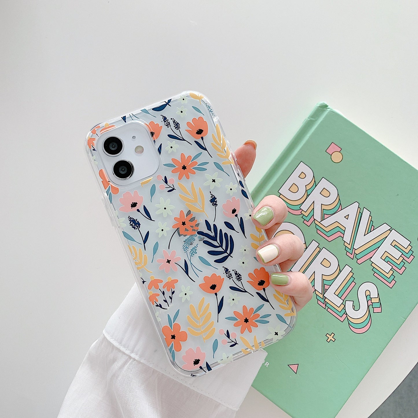 Two-in-one Painted Flower Transparent Mobile Phone Case Hard