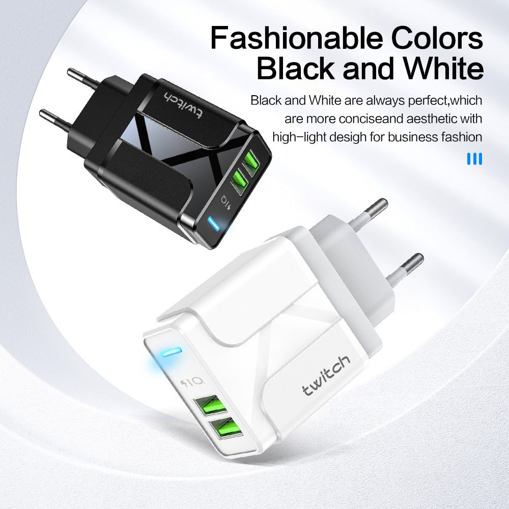 Dual USB European Standard American Standard 24A Dual Port With Light Guide Smart Charging Adapter