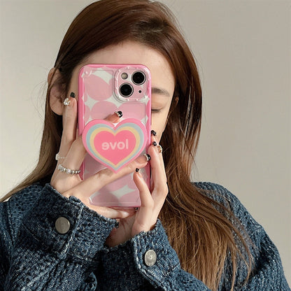 Girl Rainbow Love Bracket Phone Case Soft