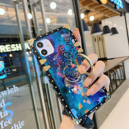 Square starry sky flower phone case