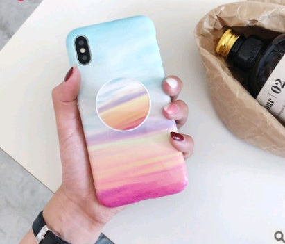 Compatible with Apple, Simple retro flower marble pattern for IPHONE8X with the same paragraph telescopic bracket 7plus silicone soft shell 6sp