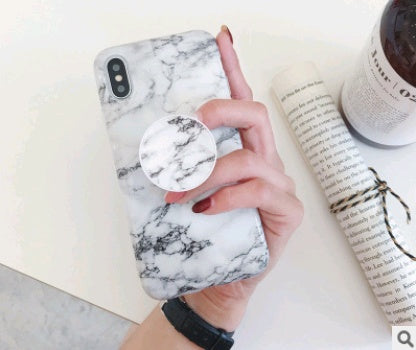Compatible with Apple, Simple retro flower marble pattern for IPHONE8X with the same paragraph telescopic bracket 7plus silicone soft shell 6sp