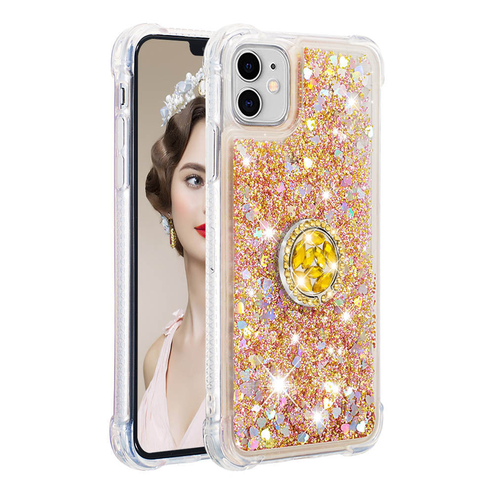 Ring buckle anti-drop quicksand mobile phone case