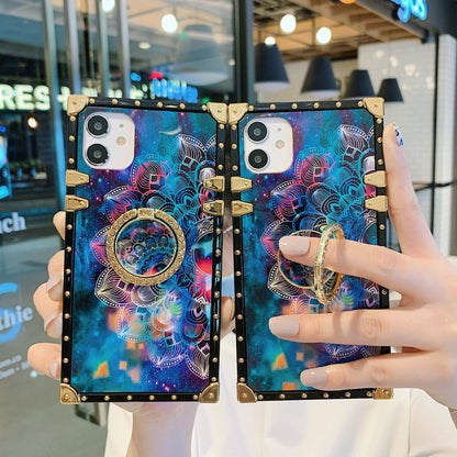 Square starry sky flower phone case