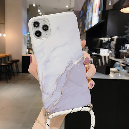 Compatible with Apple , Lanyard marble pattern phone case