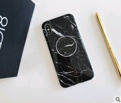 Compatible with Apple, Simple retro flower marble pattern for IPHONE8X with the same paragraph telescopic bracket 7plus silicone soft shell 6sp