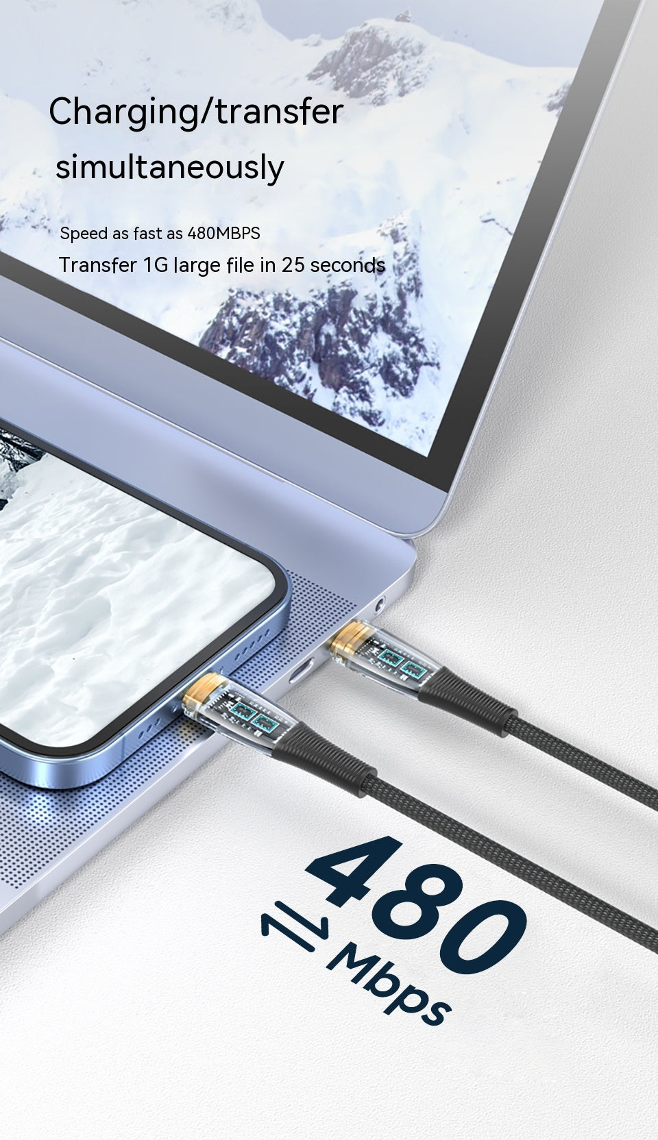 Low Temperature Fast Charging Transparent Data Cable