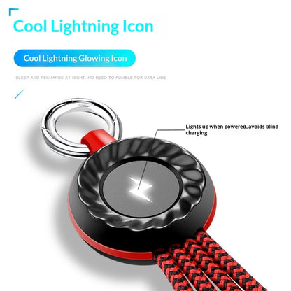 Glow Keychain Compatible With Android Type-C 3-in-1 Braided Fast Charging Cable