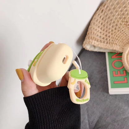 Compatible with Apple, Milk drink shape silicone airpods protective sleeve