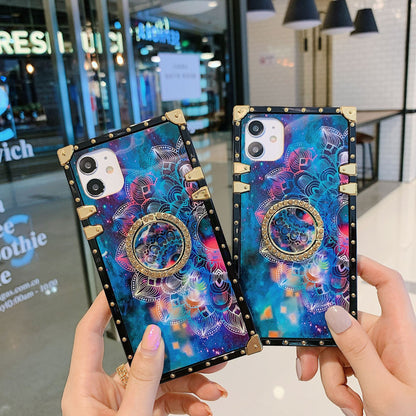 Square starry sky flower phone case