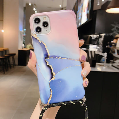 Compatible with Apple , Lanyard marble pattern phone case