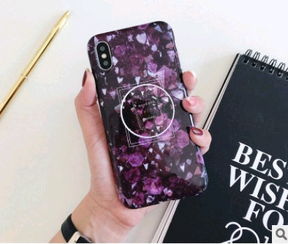 Compatible with Apple, Simple retro flower marble pattern for IPHONE8X with the same paragraph telescopic bracket 7plus silicone soft shell 6sp