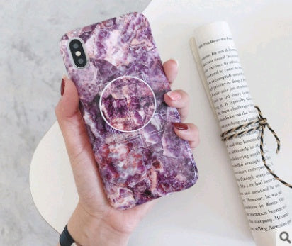 Compatible with Apple, Simple retro flower marble pattern for IPHONE8X with the same paragraph telescopic bracket 7plus silicone soft shell 6sp