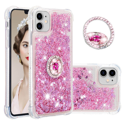 Ring buckle anti-drop quicksand mobile phone case