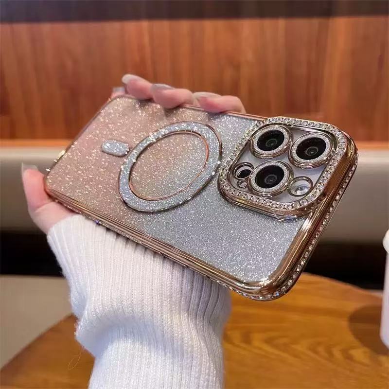 Rhinestone Glitter Magnetic Phone Case All-inclusive Drop-resistant Protective Cover