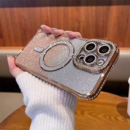 Rhinestone Glitter Magnetic Phone Case All-inclusive Drop-resistant Protective Cover