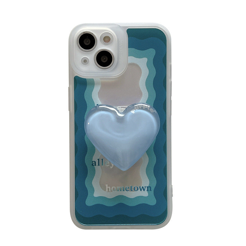 Women's Laser Wave Pattern Love Bracket Phone Case