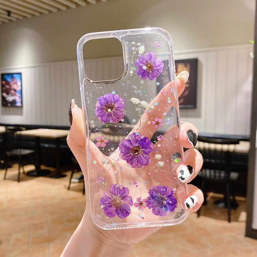 Epoxy Glitter Small Floral Phone Case