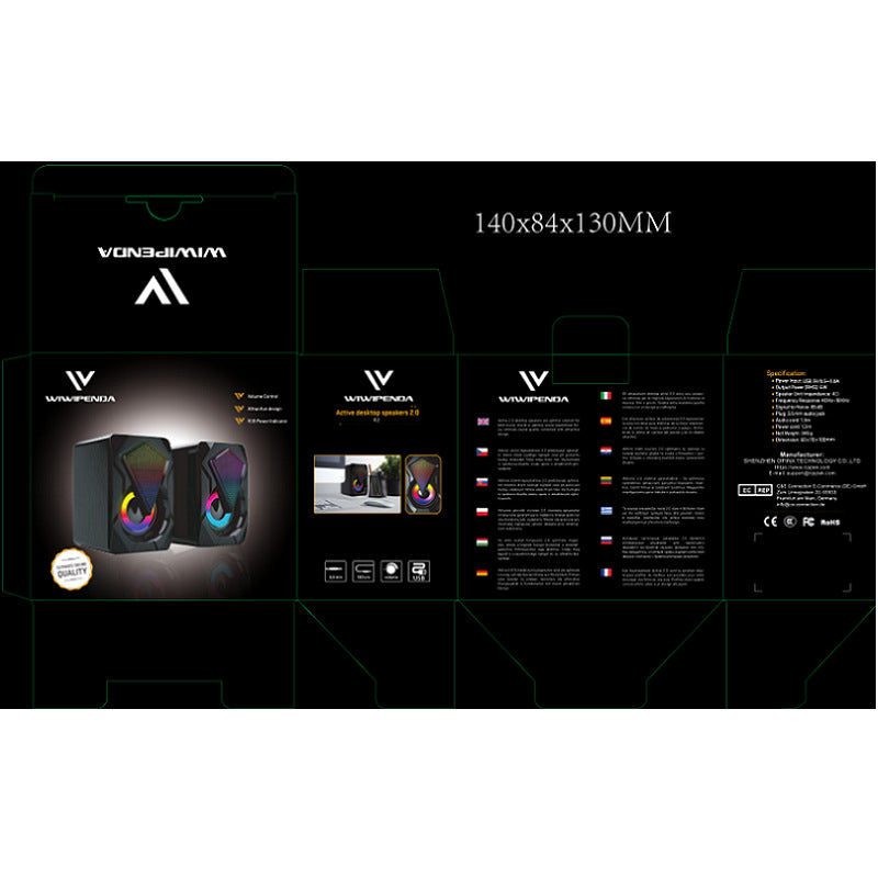 Multimedia Desktop Computer Audio Household Desk Mini RGB Colorful Wired Extra Bass