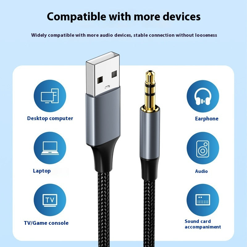 USB To 35mm Audio Cable Computer Connector
