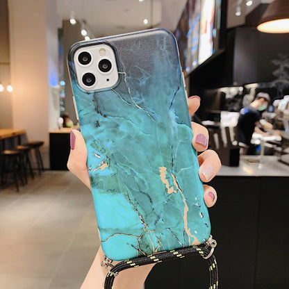 Compatible with Apple , Lanyard marble pattern phone case