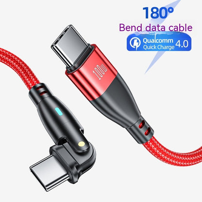 PD100W Line 180 Degree Rotating Type-c Applicable Notebook Elbow 5A Charging Cable