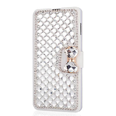 Bow Knot Rhinestone Mobile Phone Leather Case Card Wallet