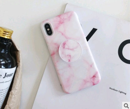 Compatible with Apple, Simple retro flower marble pattern for IPHONE8X with the same paragraph telescopic bracket 7plus silicone soft shell 6sp