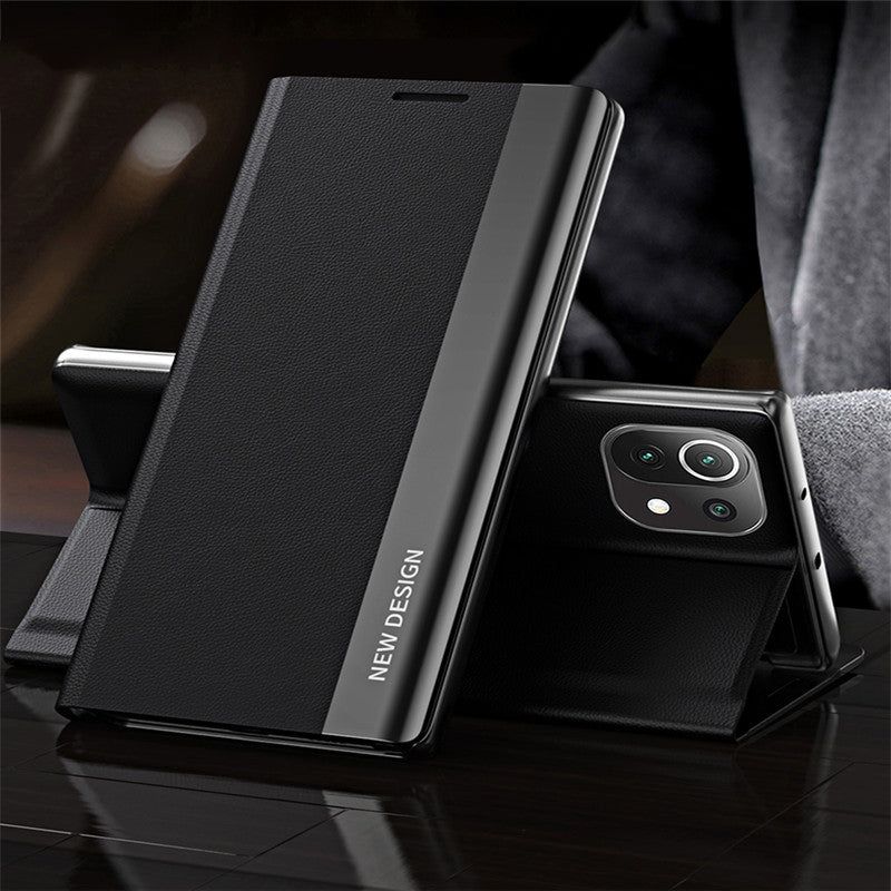 Magnetic Side Window Phone Case Plating With Stand