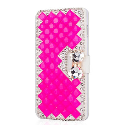 Bow Knot Rhinestone Mobile Phone Leather Case Card Wallet