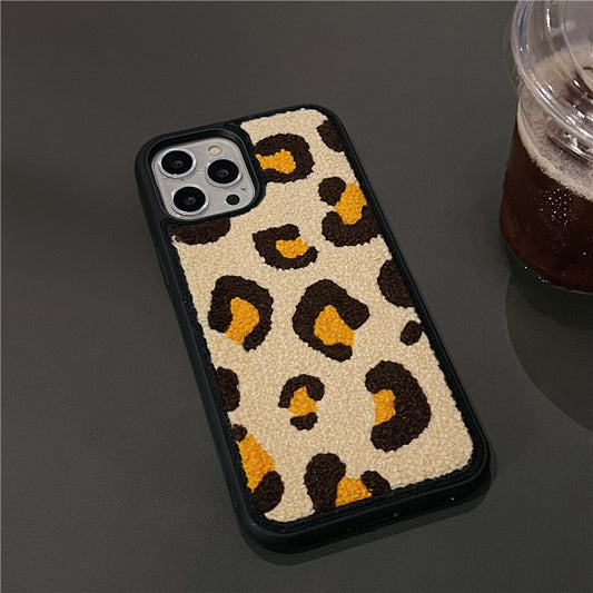 Flannel Leopard Print Mobile Phone Protective Soft Case