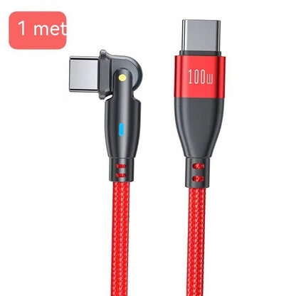 PD100W Line 180 Degree Rotating Type-c Applicable Notebook Elbow 5A Charging Cable