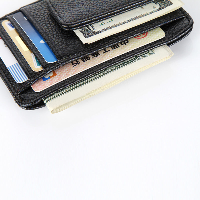 Cross Border New Arrival Fashion Men's Wallet Wallet Magnetic Snap Card Holder Korean Style American Gold Clip Mini Creative Card Holder