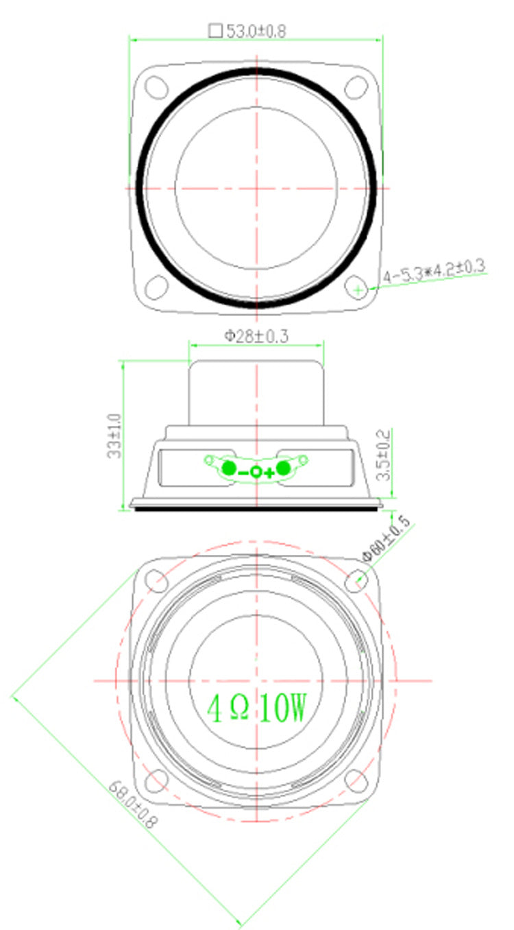 53mm2 Inch Internal Magnetic Speaker 4 Ohm 10W Bass Multimedia