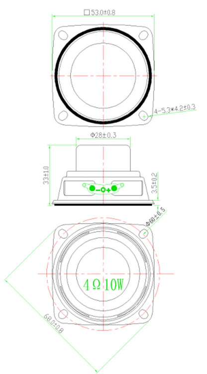 53mm2 Inch Internal Magnetic Speaker 4 Ohm 10W Bass Multimedia