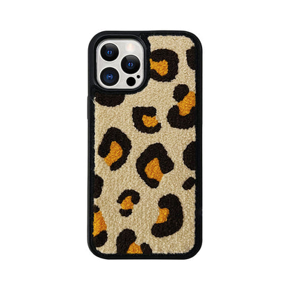 Flannel Leopard Print Mobile Phone Protective Soft Case