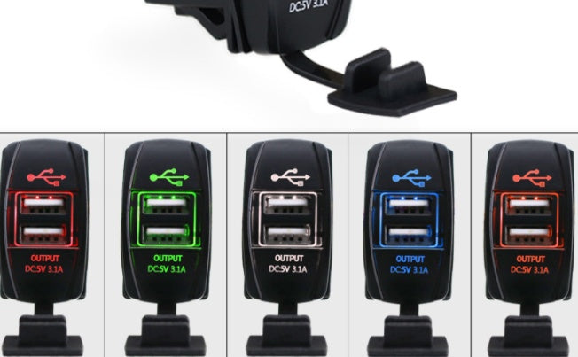 Car Modification Dual USB Car Charger, Ship Motorcycle Charger, Waterproof Mobile Phone Charger 12-24V Universal