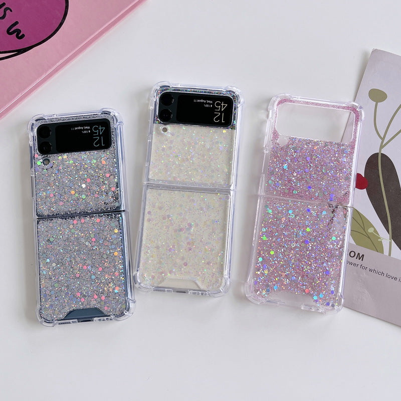 Foldable Sequin Solid Color Drop Proof All Inclusive Phone Case