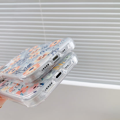 Two-in-one Painted Flower Transparent Mobile Phone Case Hard