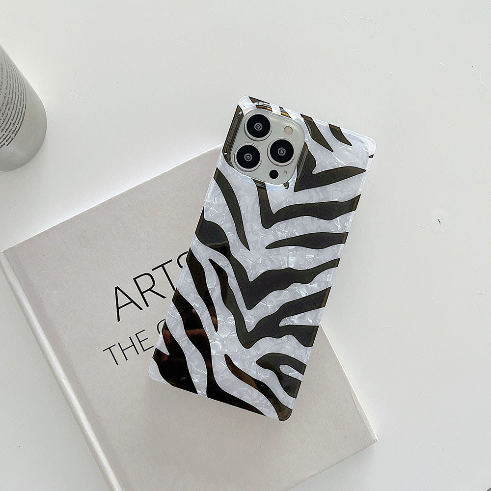 Shell Cow Print Zebra Print Square Phone Case