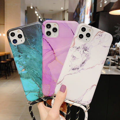 Compatible with Apple , Lanyard marble pattern phone case