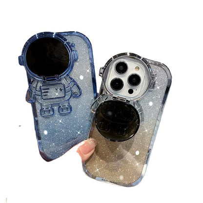 Phone Case Flip Astronaut Invisible Bracket