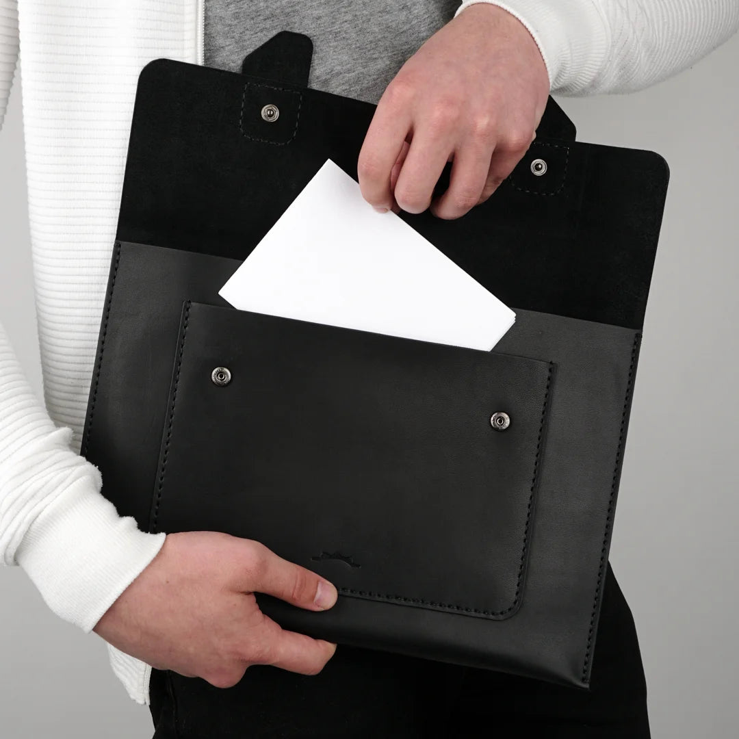 Folder Document Case –Black Genuine Calf Leather
