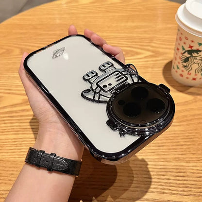Phone Case Flip Astronaut Invisible Bracket