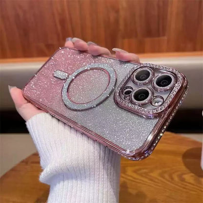 Rhinestone Glitter Magnetic Phone Case All-inclusive Drop-resistant Protective Cover