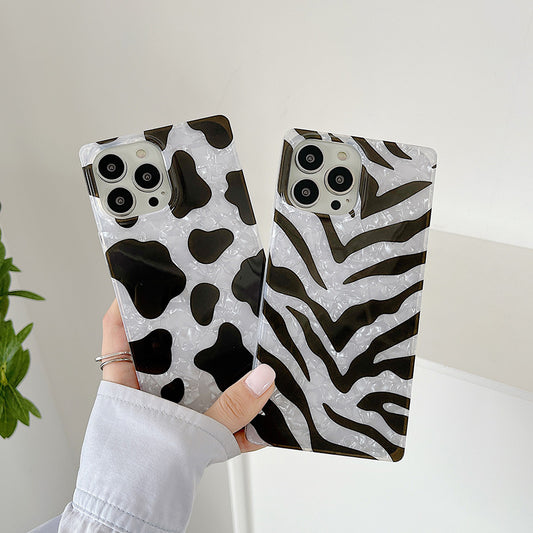 Shell Cow Print Zebra Print Square Phone Case