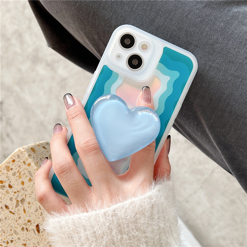 Women's Laser Wave Pattern Love Bracket Phone Case