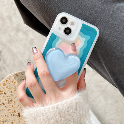 Women's Laser Wave Pattern Love Bracket Phone Case
